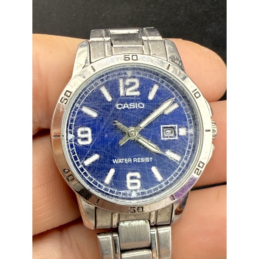Casio Watch Women Date Blue Dial Silver‎ Tone READ